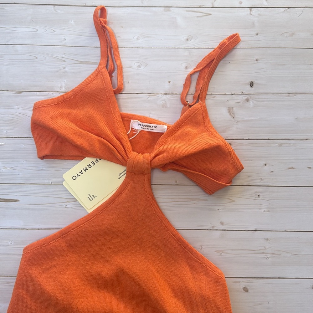 Peppermayo Orange Backless Dress